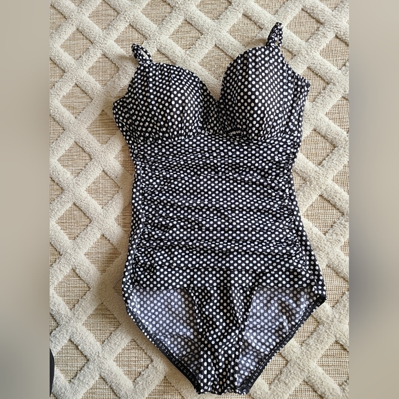 Magic Suit Women's One Piece Swimsuit Polka Dots Size 10 Black & White Classic - Picture 2 of 10